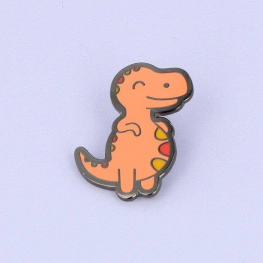 Chubby Orange Dinosaur Enamel Pin