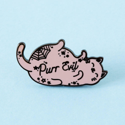 Purr Evil Pink Cat Enamel Pin