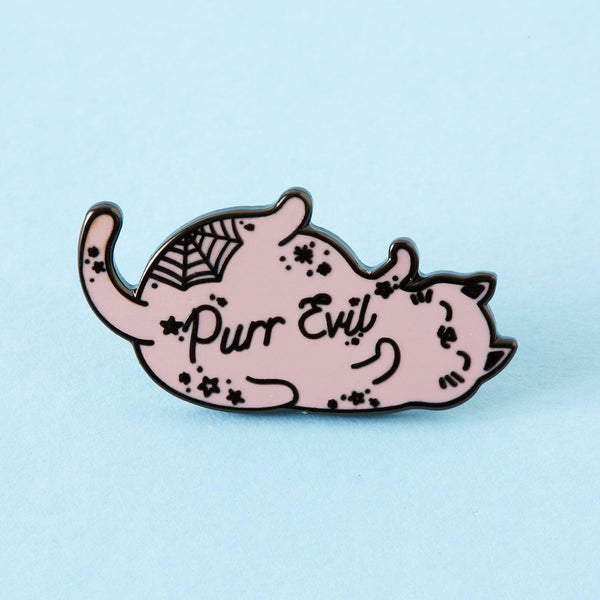 Purr Evil Pink Cat Enamel Pin